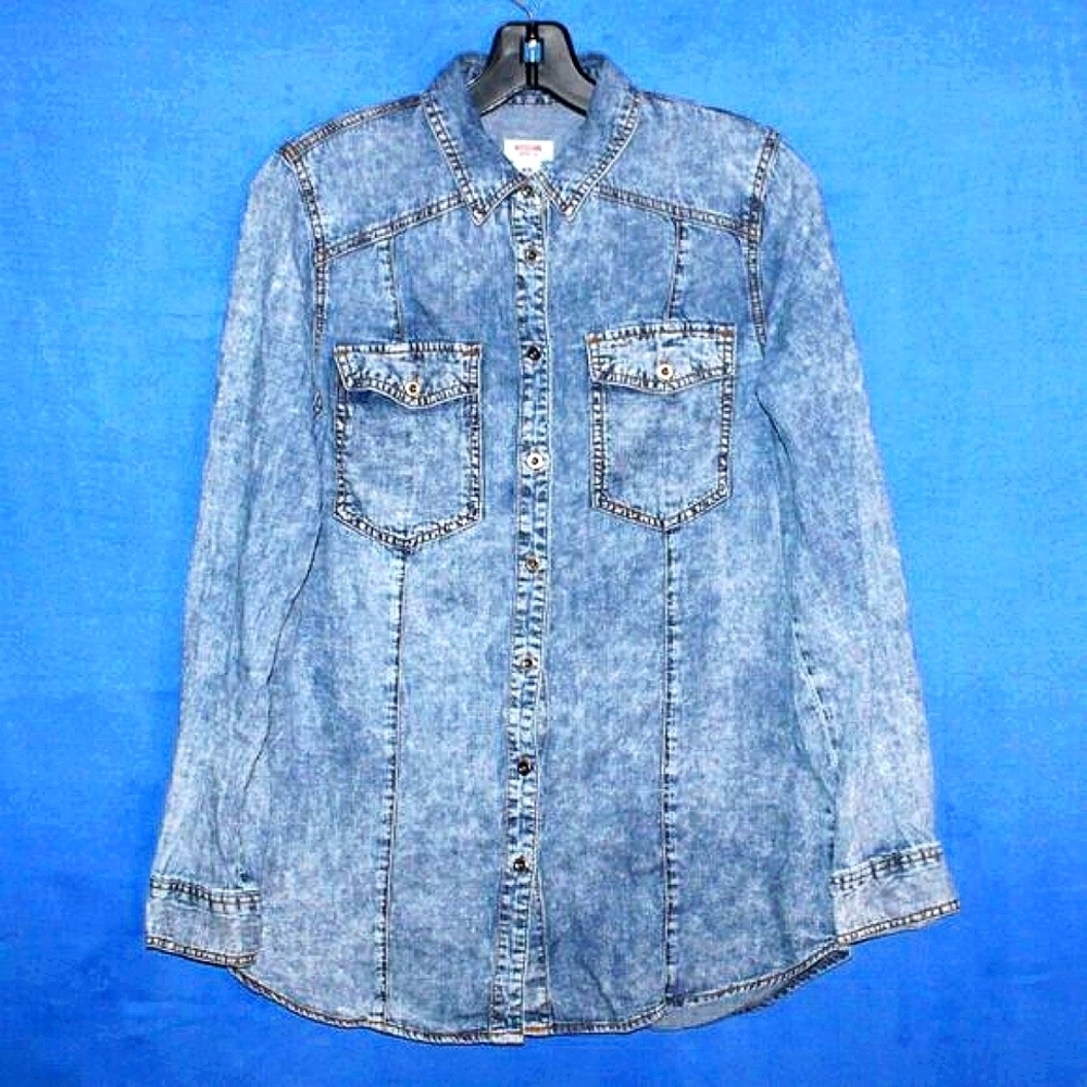 Mossimo Supply Co. Acid Wash Denim Shirt M